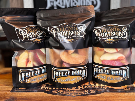 Blonde Provisions Freeze-Dried Apples – Caramel & Chamoy Tajín Flavors (6 oz Bag)