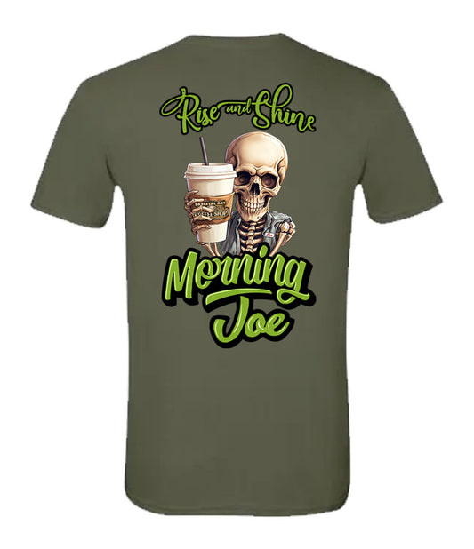 Morning Joe Skeleton Coffee Tee – DTG Printed Softstyle Unisex T-Shirt