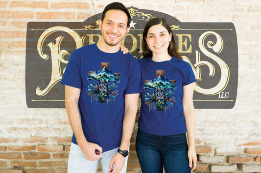 Blonde Provisions “Faith Can Move Mountains / He Has My Back” Softstyle Tee – Dual-Sided Print