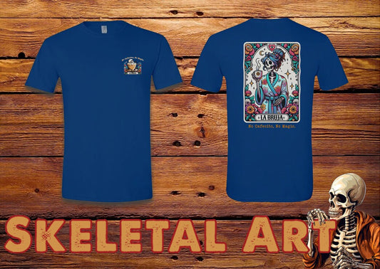La Bruja coffee witch tarot style t-shirt with skeleton
