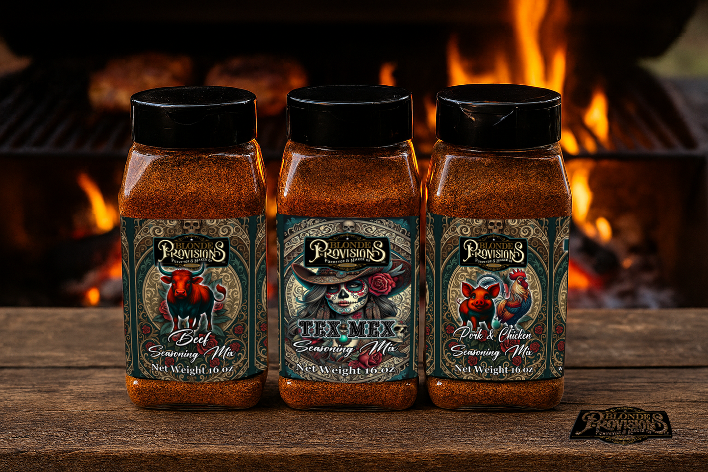 Blonde Provisions Artisan Seasoning Mixes – Beef, Pork & Chicken, Tex-Mex | Small Batch, Fresh Ingredients | 4oz & 16oz