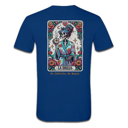 La Bruja coffee witch tarot style t-shirt with skeleton