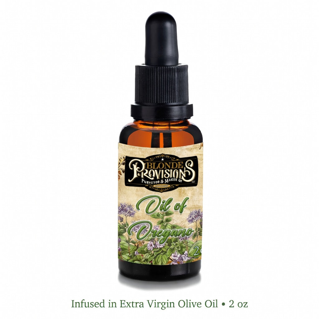 Blonde Provisions Oil of Oregano – Infused in Extra Virgin Olive Oil | 2 oz Amber Dropper Bottle