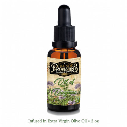 Blonde Provisions Oil of Oregano – Infused in Extra Virgin Olive Oil | 2 oz Amber Dropper Bottle