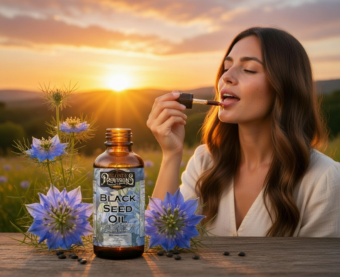 Blondes Provision Organic Black Seed Oil - Cold Pressed Nigella Sativa for Immune Support, Skin Health & Hair Growth
