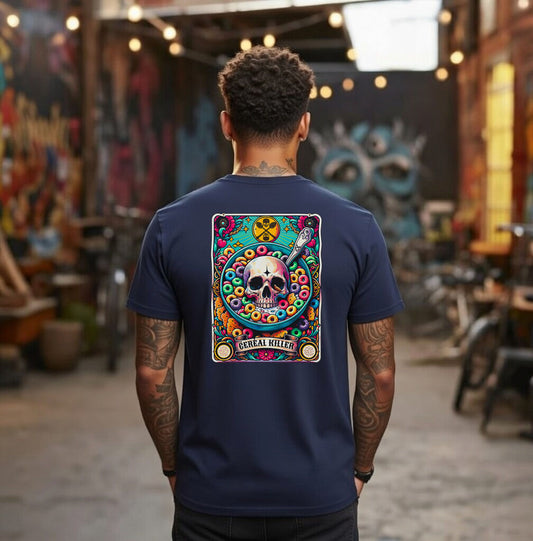 Cereal Killer Tarot Skeleton Skull Lotería Style T-Shirt | Blonde Provisions LLC