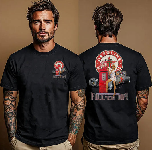 Blonde Provisions Fill 'Er Up Pin-Up Girl T-Shirt - Vintage Biker Hot Rod Tee
