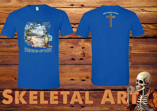Fishers of men religious DTG printed t-shirt with beach scene