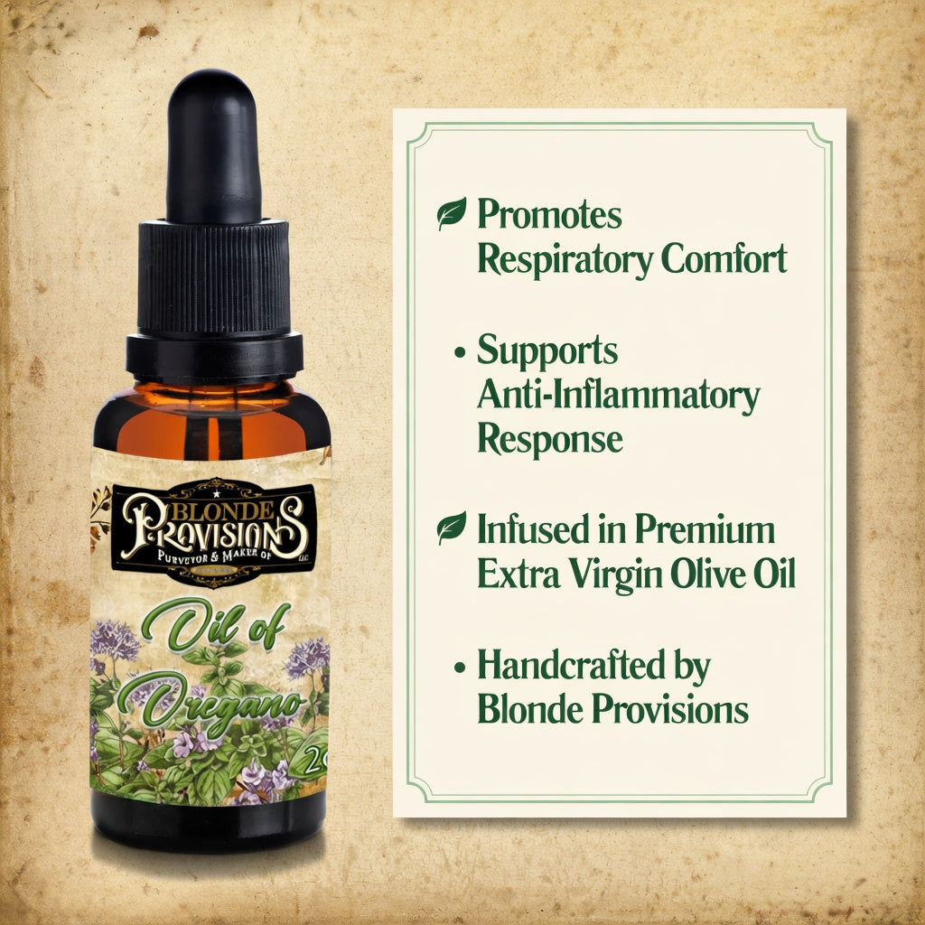 Blonde Provisions Oil of Oregano – Infused in Extra Virgin Olive Oil | 2 oz Amber Dropper Bottle