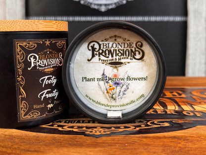 Blonde Provisions Essential Oil Candles – Beeswax & Soy Blend with Plantable Wildflower Dust Cover