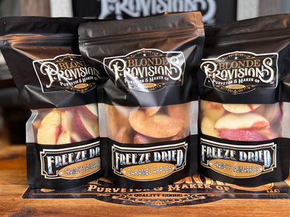 Blonde Provisions Freeze-Dried Apples – Caramel & Chamoy Tajín Flavors (6 oz Bag)