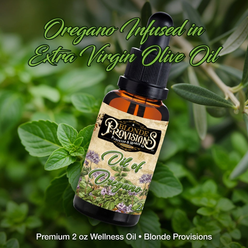 Blonde Provisions Oil of Oregano – Infused in Extra Virgin Olive Oil | 2 oz Amber Dropper Bottle