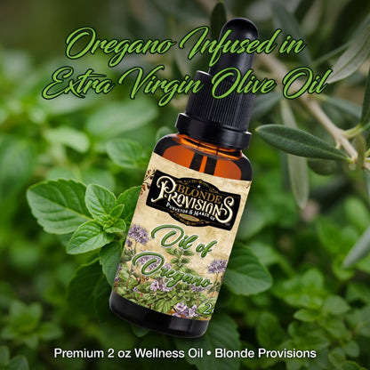 Blonde Provisions Oil of Oregano – Infused in Extra Virgin Olive Oil | 2 oz Amber Dropper Bottle