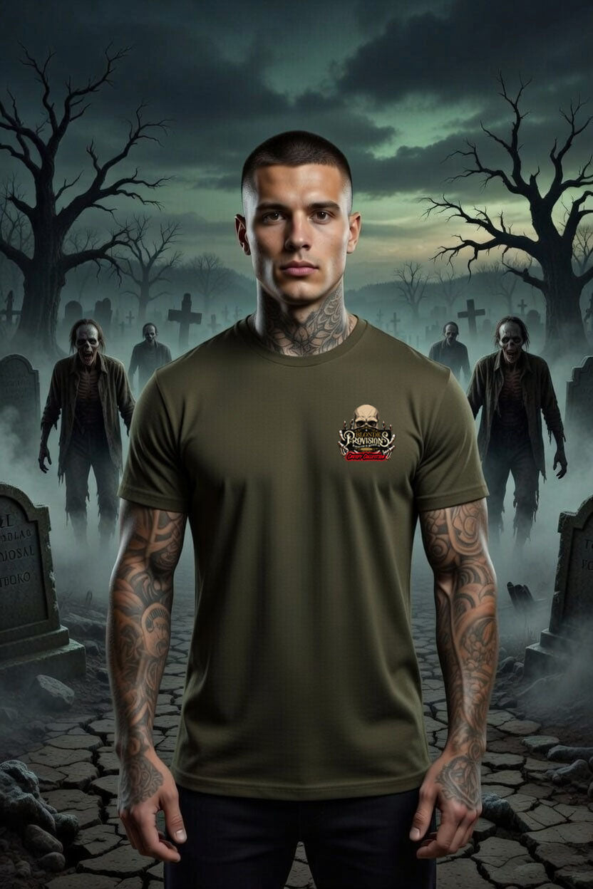 Resurrected & Reckless Tee | Blonde Provisions Soft Style | Frankenstein Mad Scientist Design – Black or Army Green