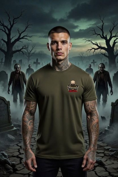 Resurrected & Reckless Tee | Blonde Provisions Soft Style | Frankenstein Mad Scientist Design – Black or Army Green
