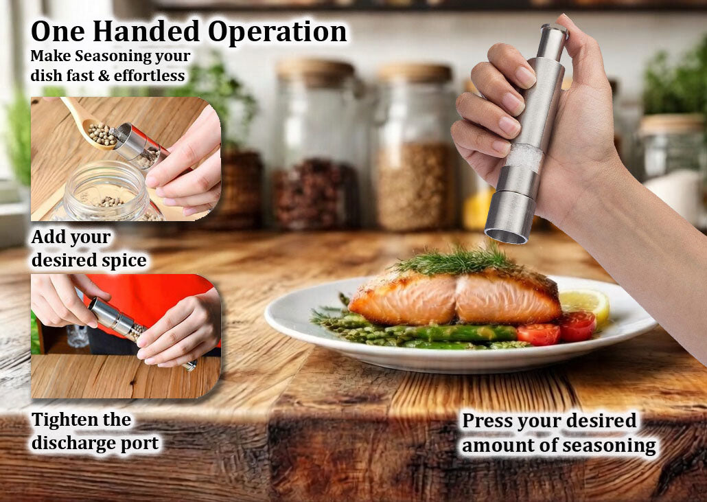 Thumb Spice Grinder – Stainless Steel Push Button Spice Mill