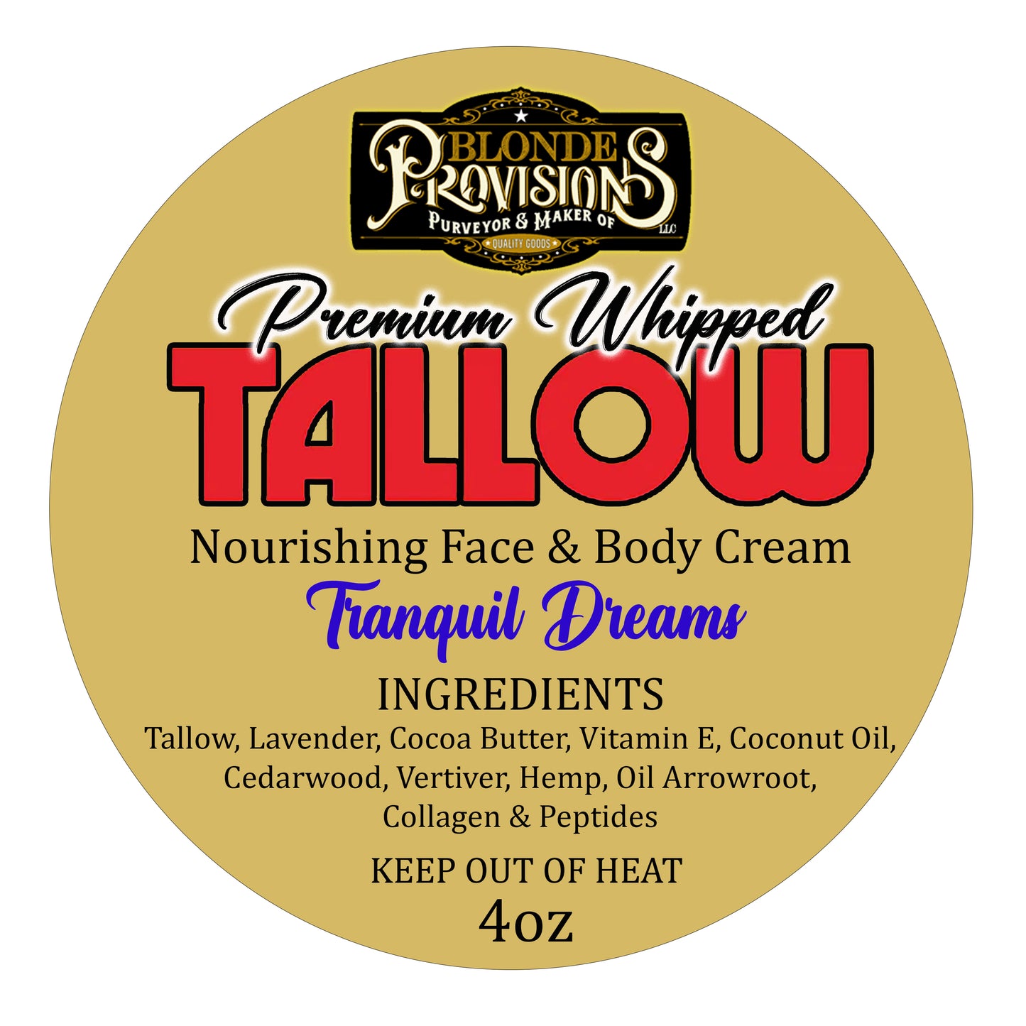 Blonde Provisions Premium Whipped Tallow – Nourishing Face & Body Cream (4 oz)