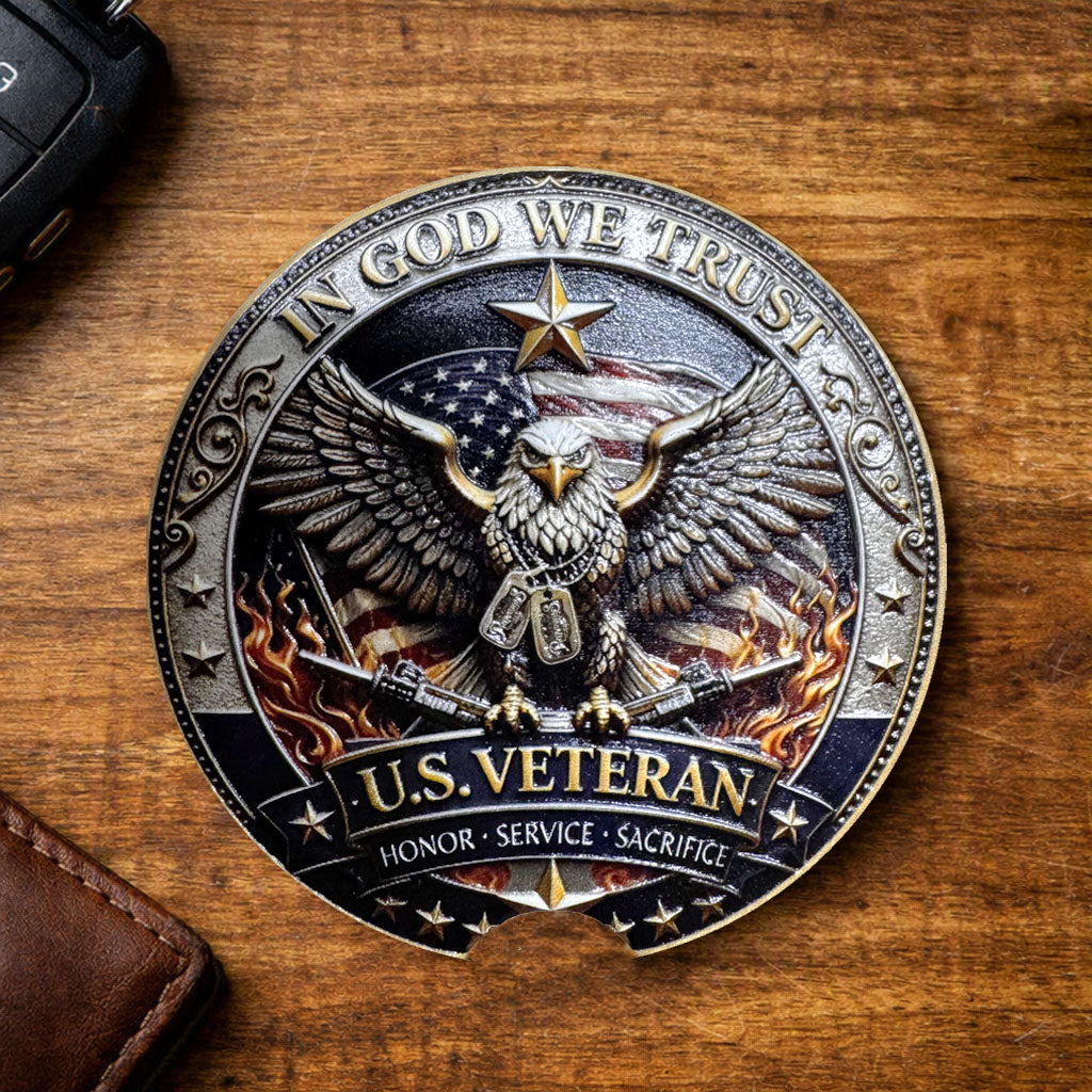 UV Dimensional Printed Ceramic Car Coasters 2 PACK – Custom Designs (Texas, Patriotic, Sports, Autism Awareness & More)