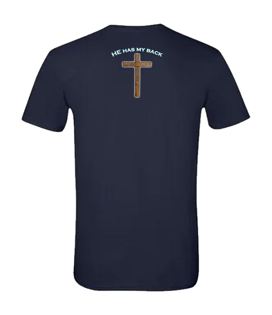 Walk by Faith Religious T-shirt with cross back