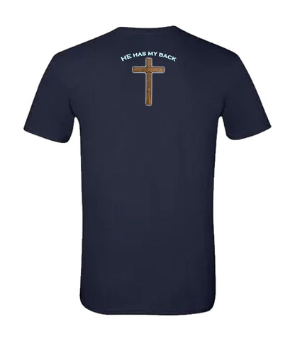 Walk by Faith Religious T-shirt with cross back