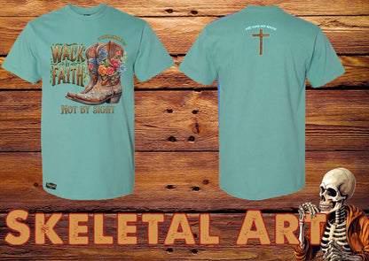 "Walk by Faith" Western Graphic Tee – Blonde Provisions Christian Shirt Inspired by 2 Corinthians 5:7