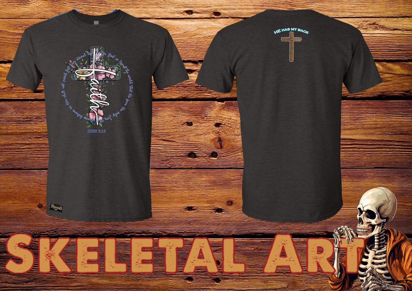 Blonde Provisions "Faith" T-Shirt – John 3:16 Christian Tee with Floral Cross
