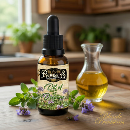 Blonde Provisions Oil of Oregano – Infused in Extra Virgin Olive Oil | 2 oz Amber Dropper Bottle