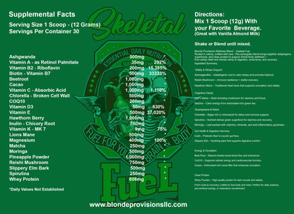 Blonde Provisions Wellness Blend –Skeletal Fuel - Adaptogenic Superfood Formula for Mind & Body